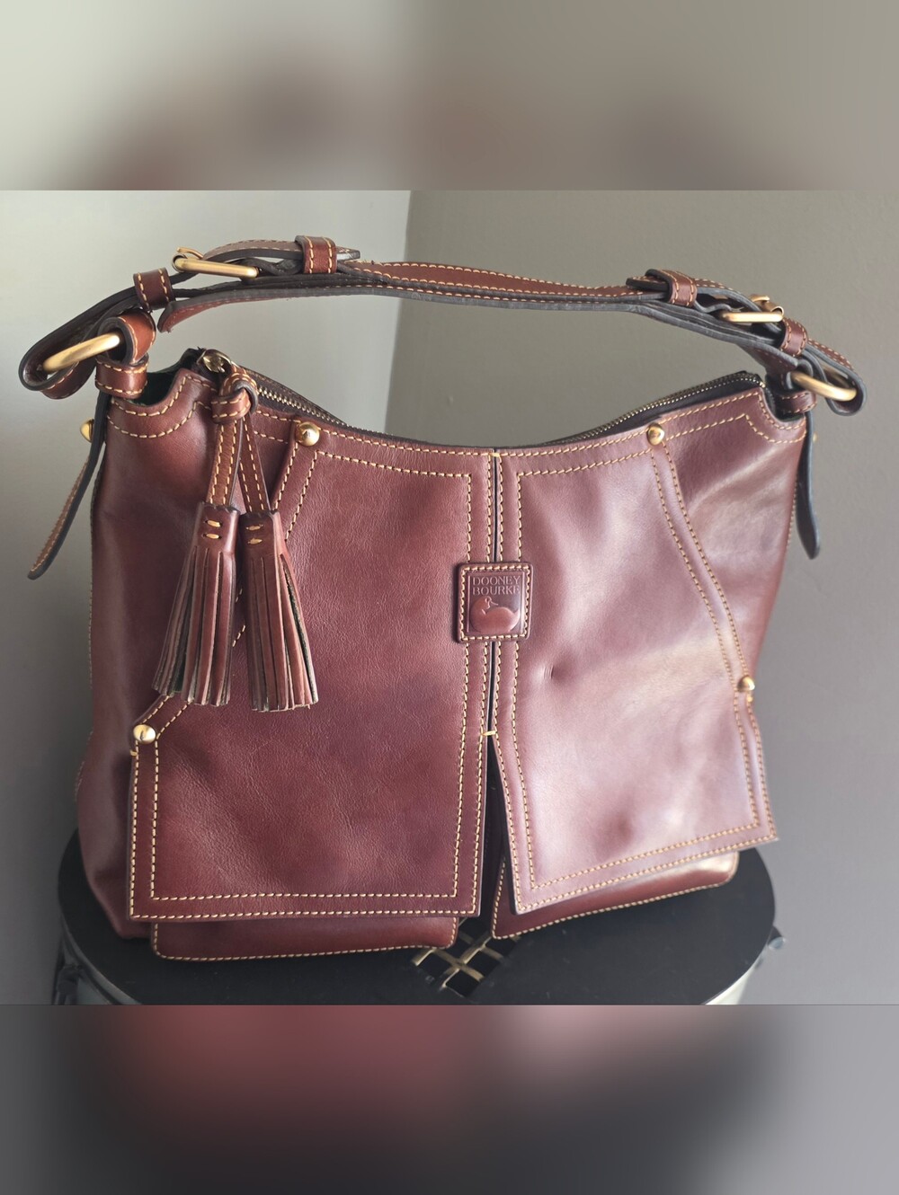 Dooney & Bourke Kingston Florentine Leather Hobo Bag EUC - Picture 4 of 16